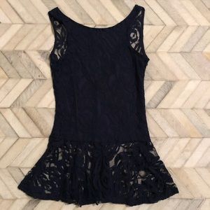 Navy Lace Peplum Tank Top